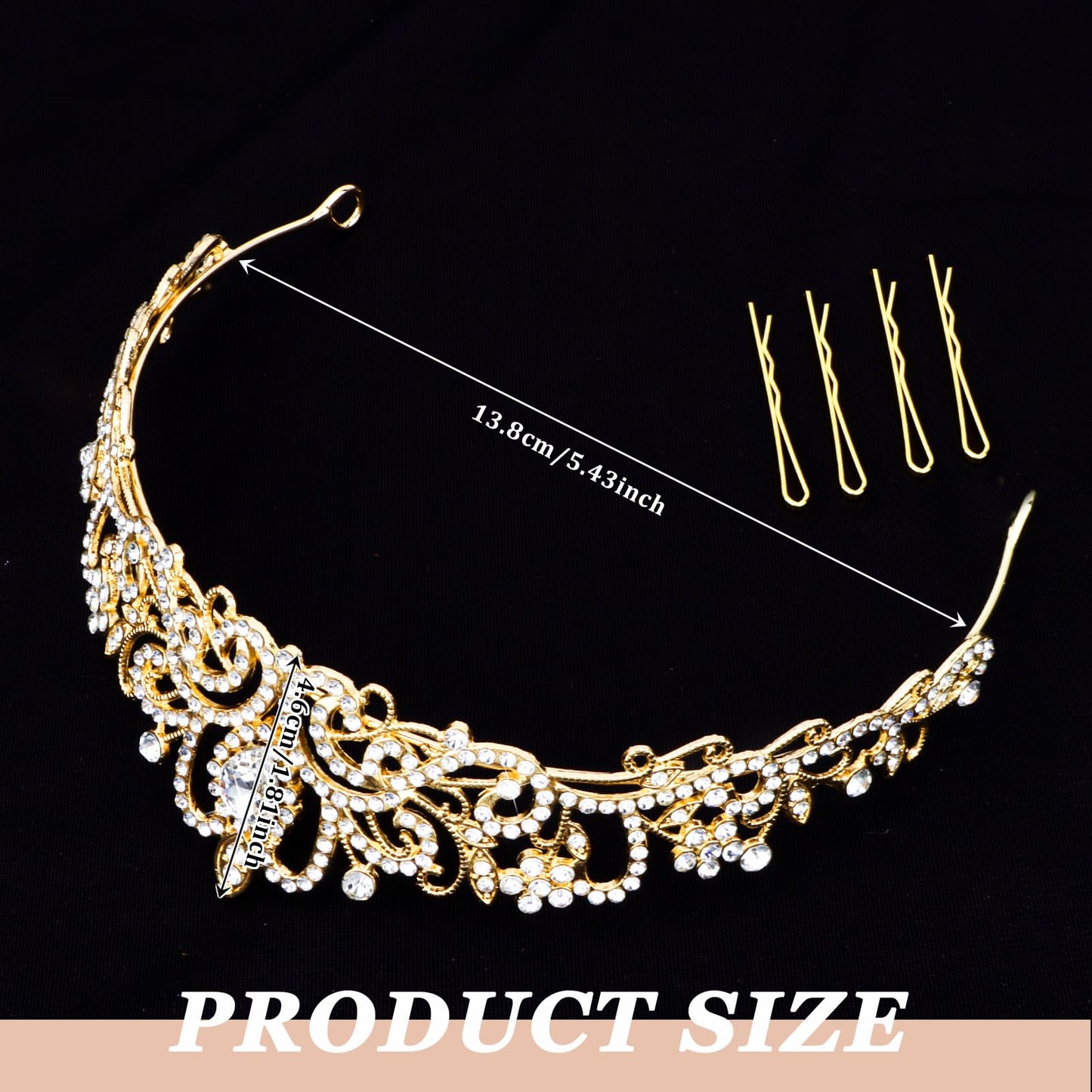 CIEHER 8 PCS Gold Crowns for Women, Crystal Queen Crown Princess Tiaras for Prom Birthday Party Halloween Costume