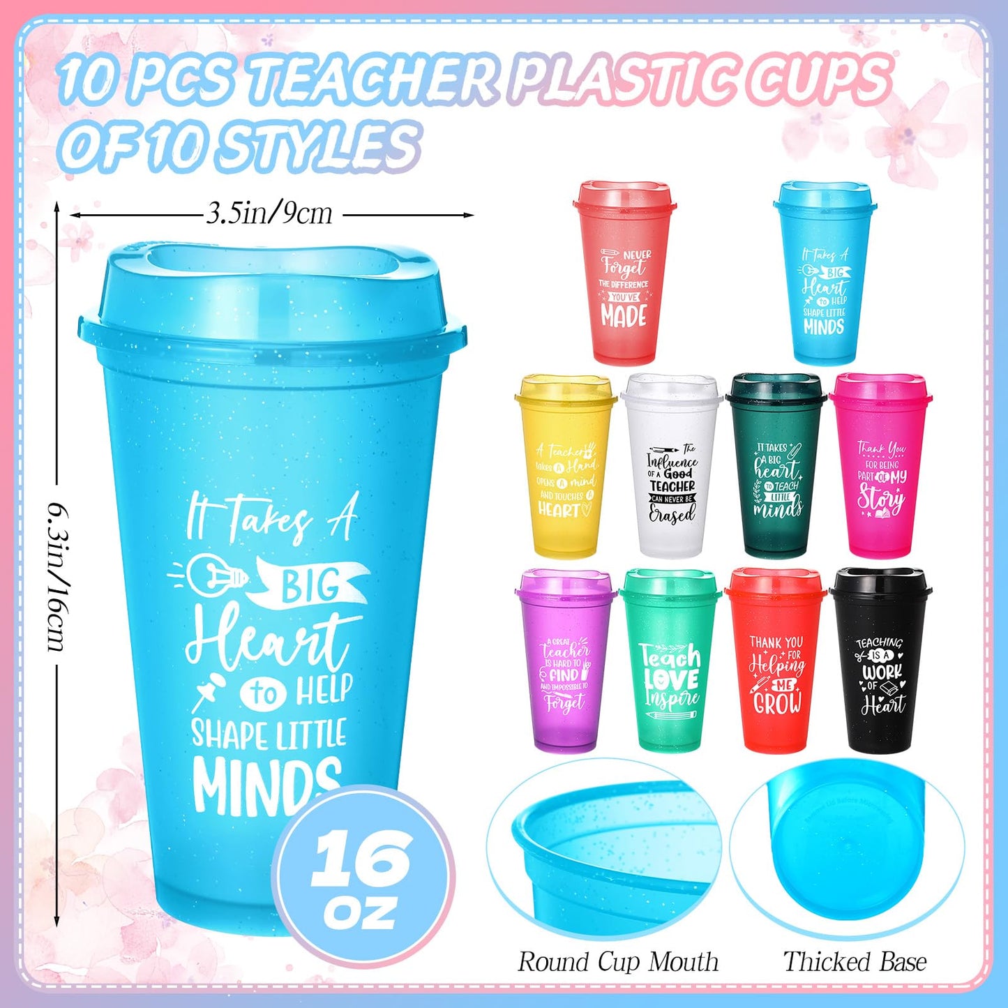 Funnymoom 30 Pieces Teacher Gifts Bulk,Graduation Back to School Day Appreciation Week Gift 16oz Plastic Coffee Tumbler with Lids Teacher Makeup Bags Crew Socks for Women Coworker(Classic)