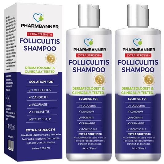 PHARMBANNER Anti-Fungal Shampoo for Itchy, Dry Scalp – Supports Scalp Health, Helps with Folliculitis, Seborrheic Dermatitis & Scalp Flaking-2 Pack