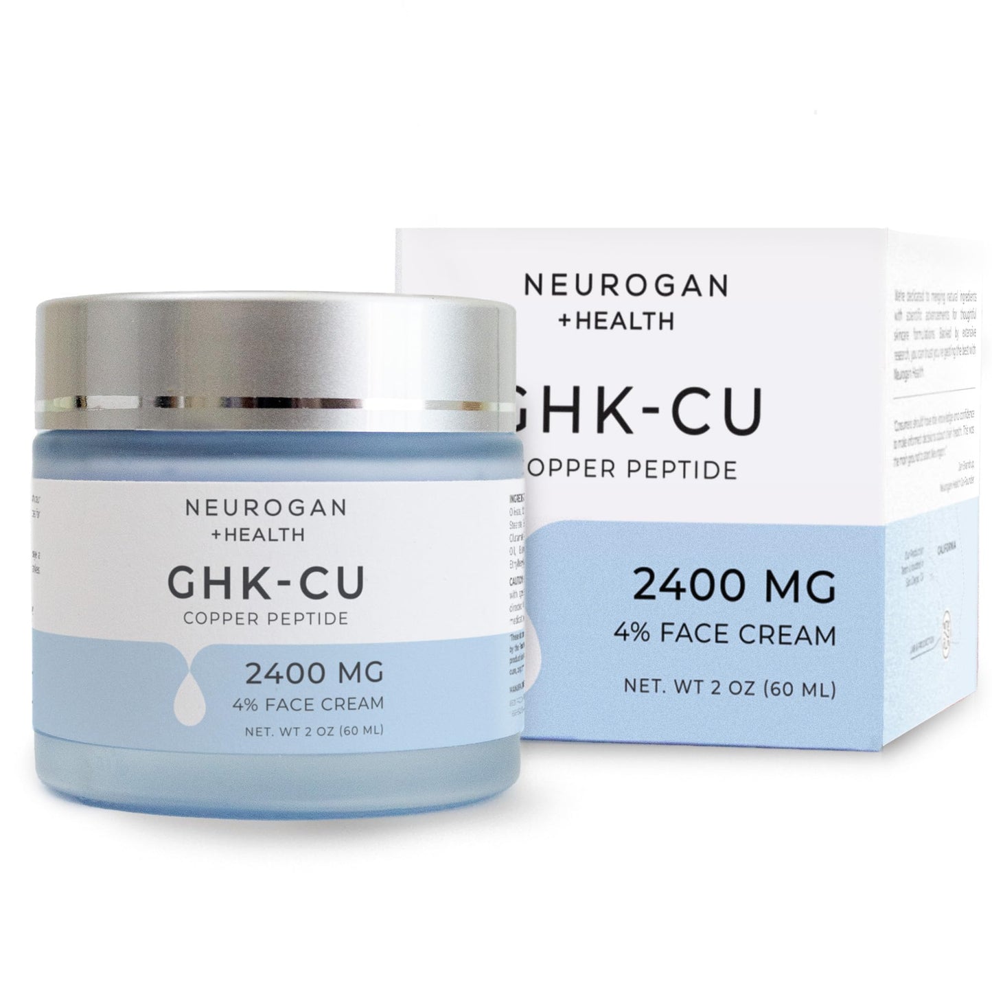 Neurogan GHK-Cu Copper Peptide Face Cream | 4% Peptides for Skin Firmness & Deep Hydration | Daily Facial Moisturizer with 2400 MG GHK-Cu, 2oz