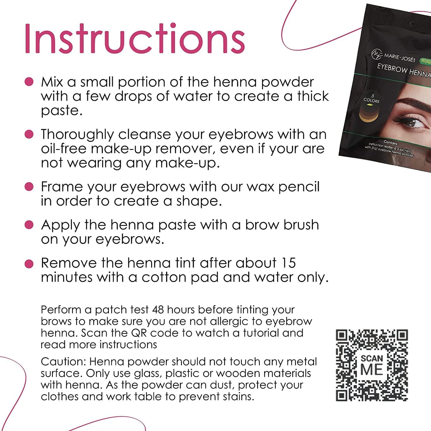 Marie-José Henna Dye Set - Professional Henna Tint Kit for Spot Coloring - Covers Grey Hair - Root Touch Up - Good for 50 Applications (Starter Kit)