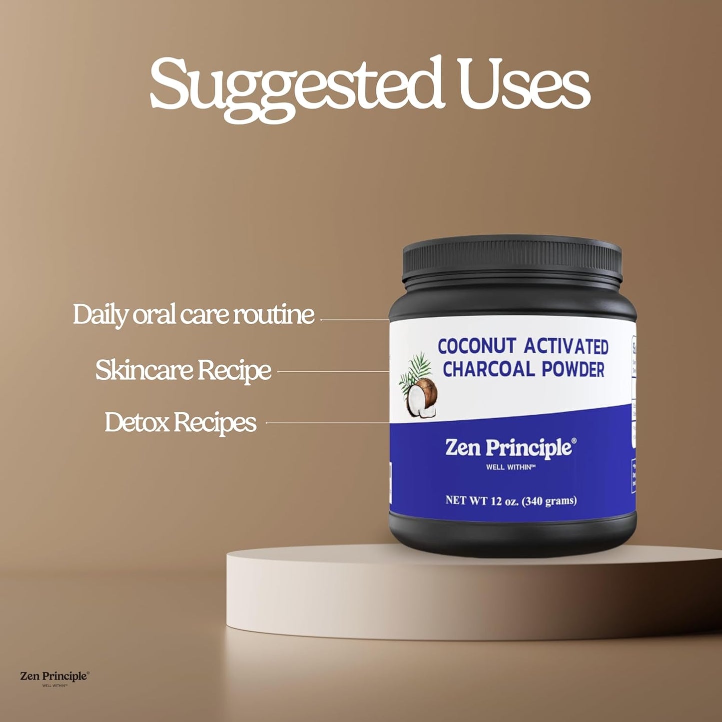 Coconut Activated Charcoal Powder - Teeth Whitening, Skin Rejuvenation & Digestive Support | 12 Oz