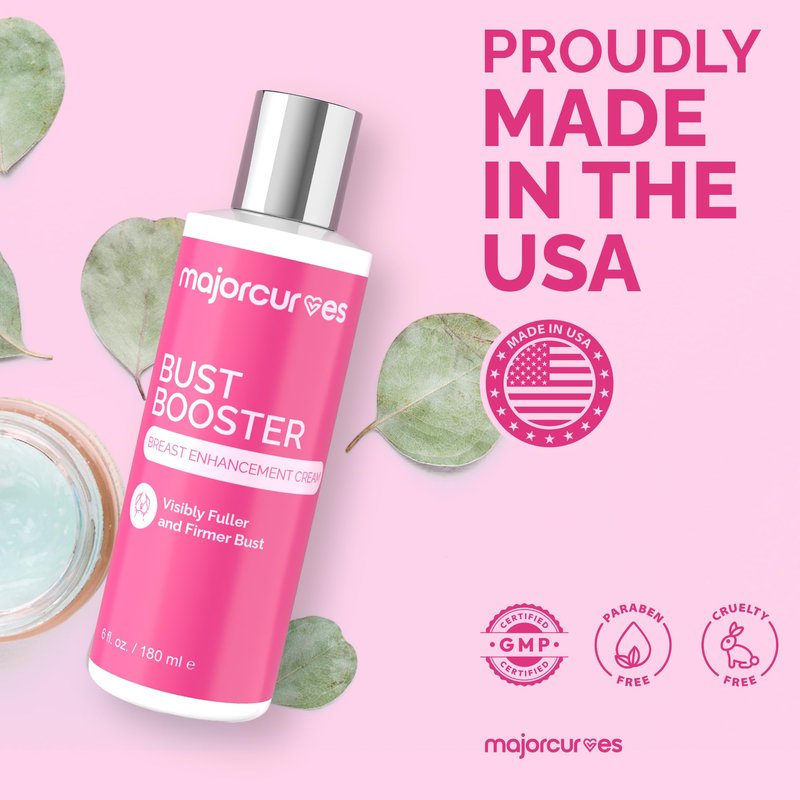 Major Curves Bust Booster Breast Enhancement Cream – Firming and Lifting Formula for Bigger, Fuller, Rounder Curves and Volume – Natural Bust Enhancer for Women – Made in USA