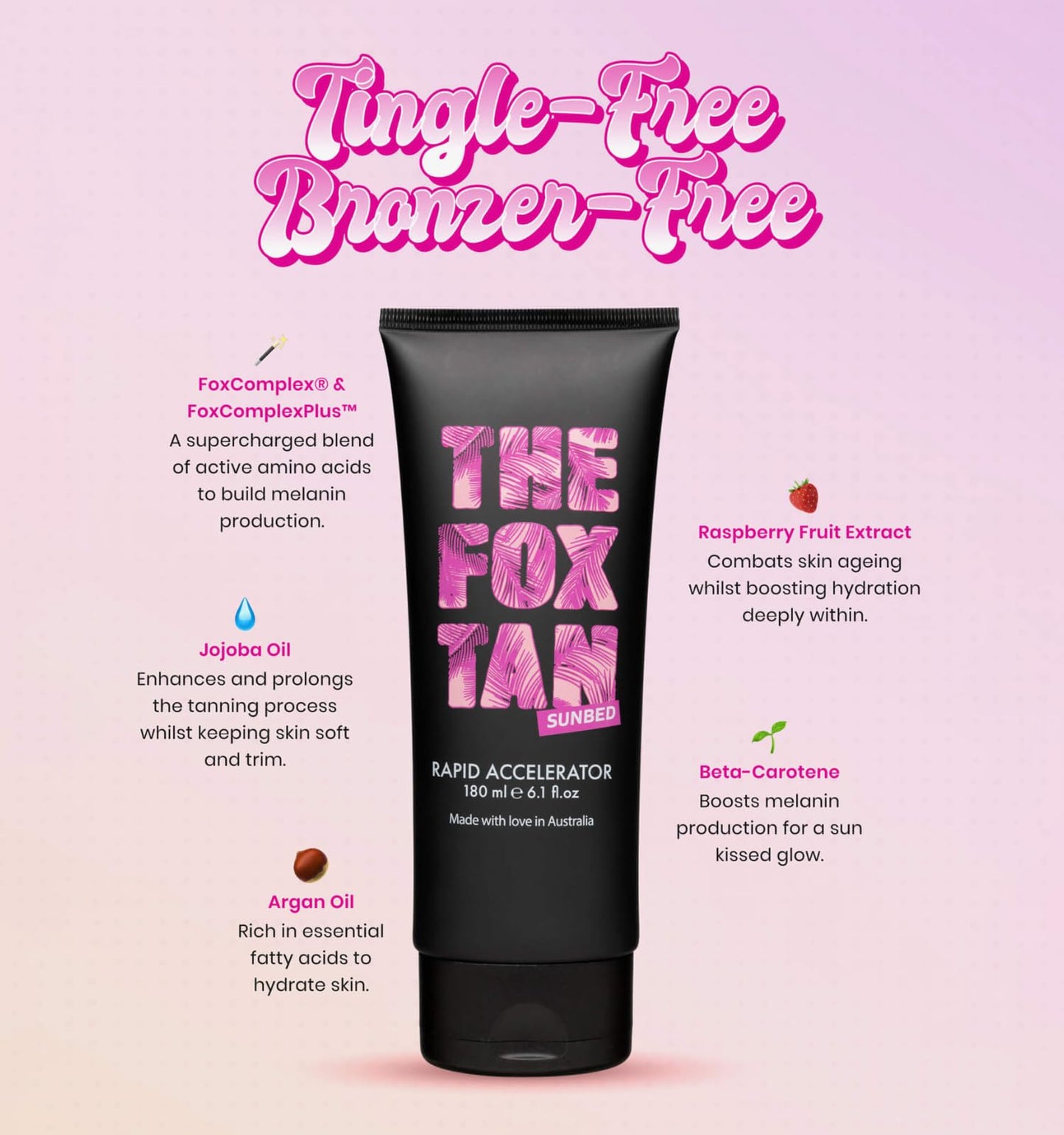 The Fox Tan Rapid Accelerator, Accelerator Lotion For Sunbed Tanning, Creates Darker, Faster & Long-Lasting Tans, Vegan & Cruelty-Free, 180mL