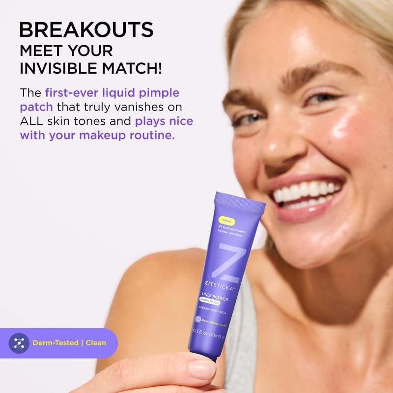 ZitSticka Liquid Pimple Patch - Invisible Pimple Patches for Face, Pimple Cream, Salicylic Acid Spot Cover For Face, Liquid Pimple Patch Large & Clear Fits to Makeup (Liquid Patch 0.3oz,10ml)