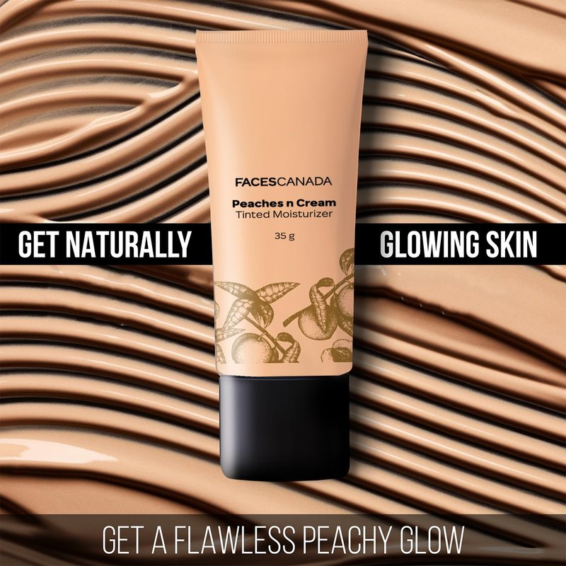 FACESCANADA Peaches n Cream Tinted Face Moisturizer | Lightweight Hydrating Formula with Natural Coverage & Radiant Glow | Blends Easily, Evens Skin Tone, Perfect for Daily Wear | 1.23 Oz (35g)