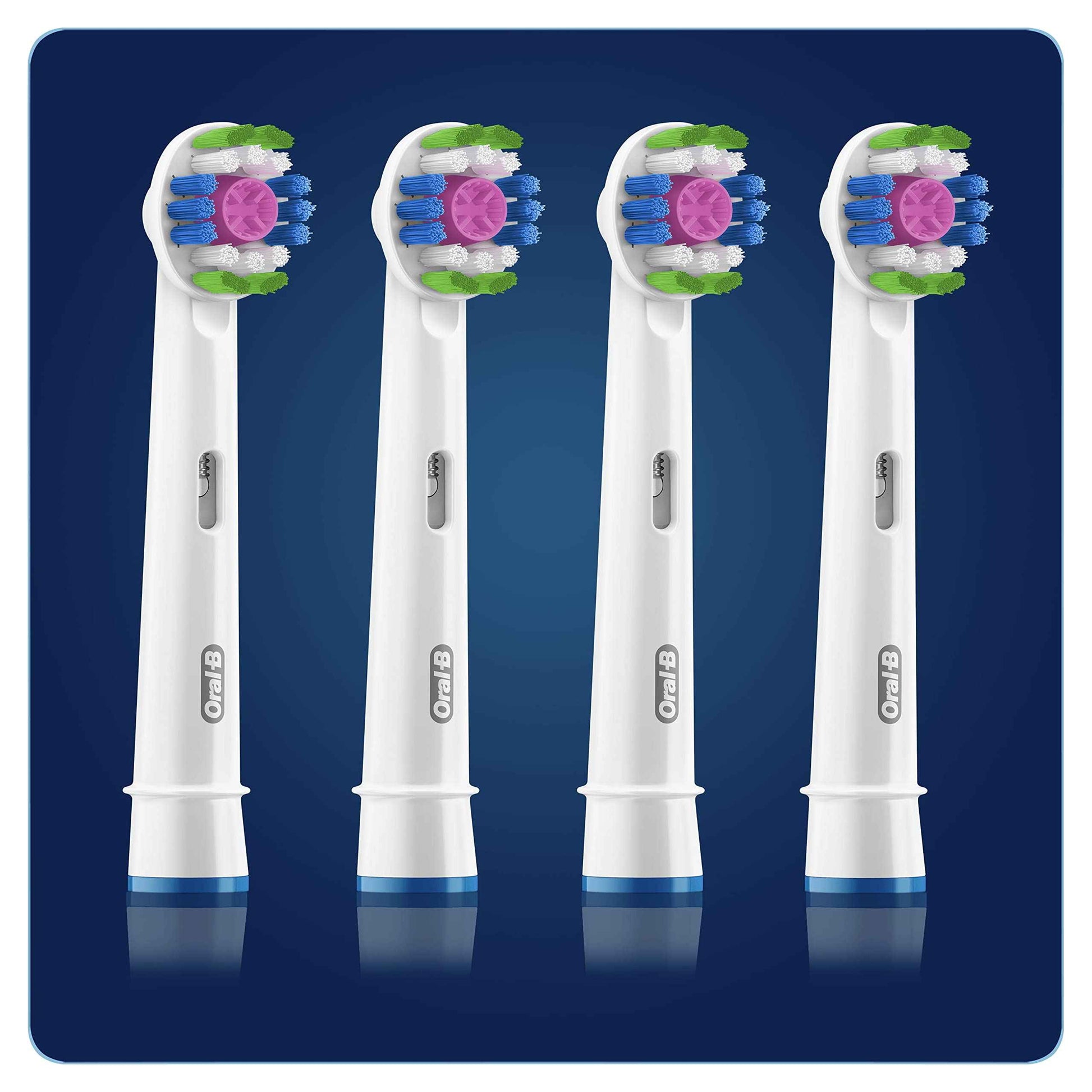 Oral-B 3D White Electric Toothbrush Head with CleanMaximiser Technology, Angled Bristles for Deeper Plaque Removal, Pack of 4, White
