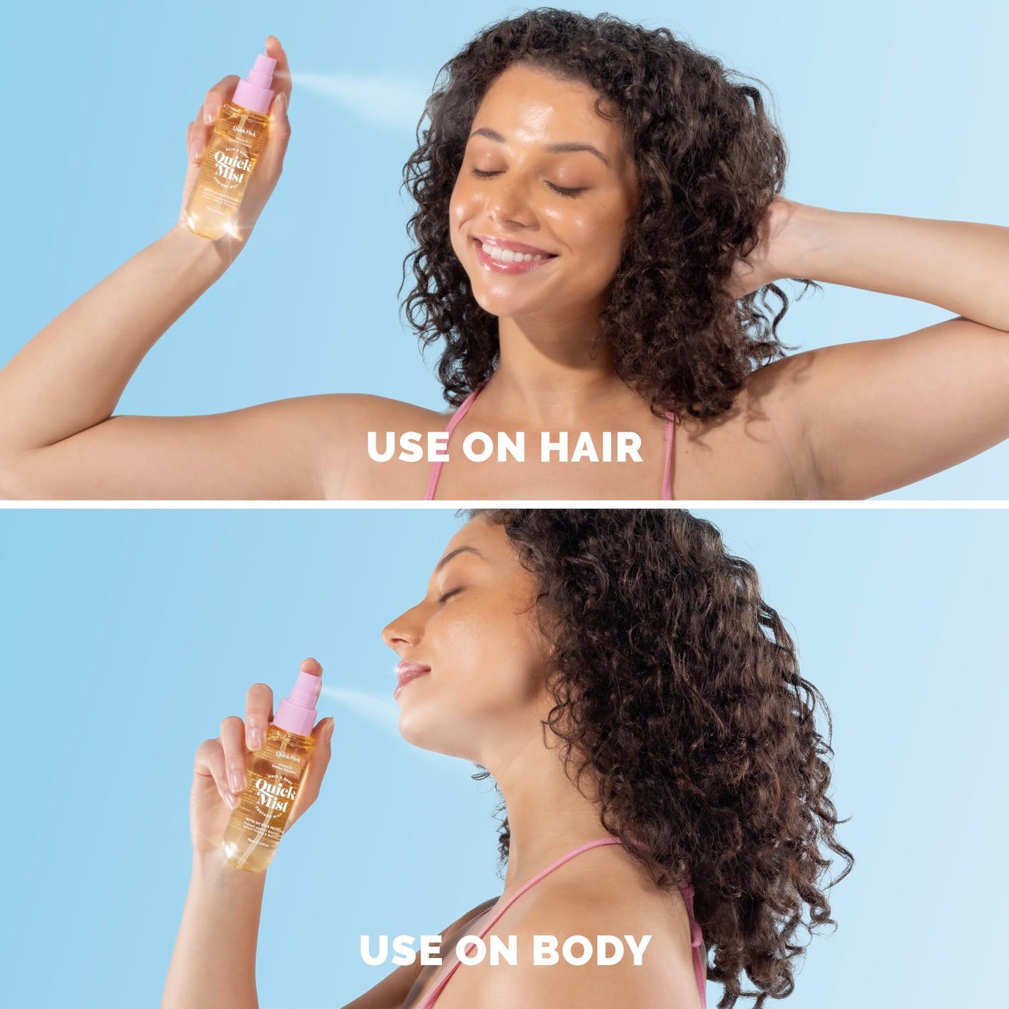 The Quick Flick 3-in-1 Hair & Body Mist with UV Hair Protection – Reduces Hair Breakage & Hydrating Oil Blend – Vegan & Cruelty-Free with Salted Caramel & Honey Scent – Made in Australia