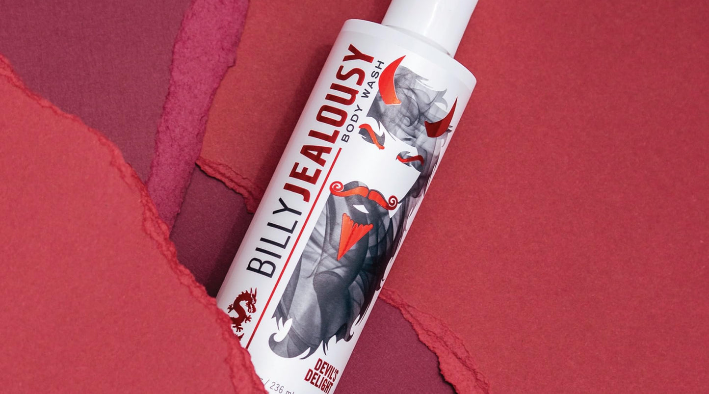 Billy Jealousy Devil's Delight Hydrating Body Wash for Men with Coconut Oil and Shea Butter, Cleanse, Smooth & Soften Skin, Black Pepper/Sandalwood Scent, 8 fl. oz.