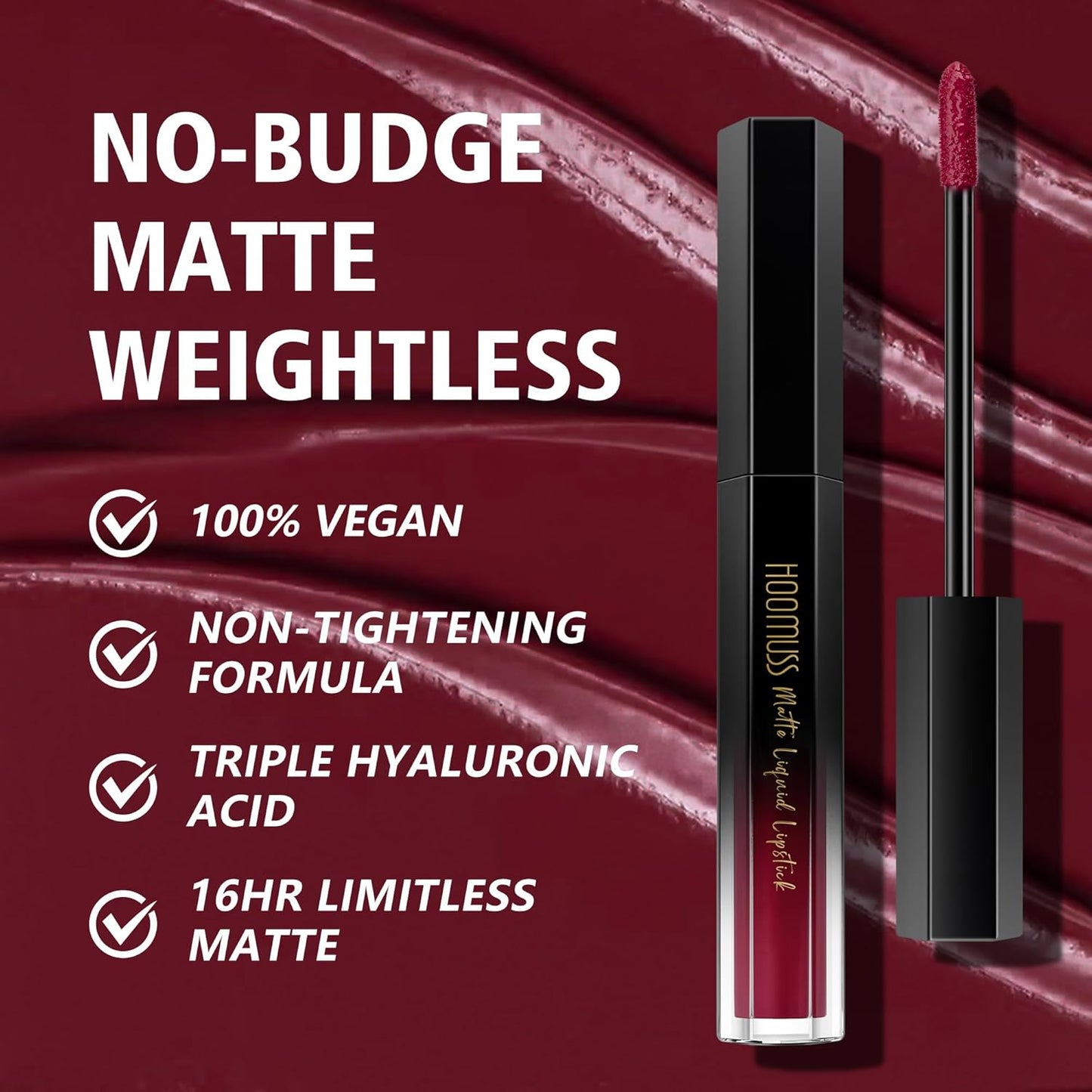 Burgundy Lipstick - Long Lasting Matte Liquid Lip Color | Smudgeproof & Easy to Apply, M47 Burgundy Love