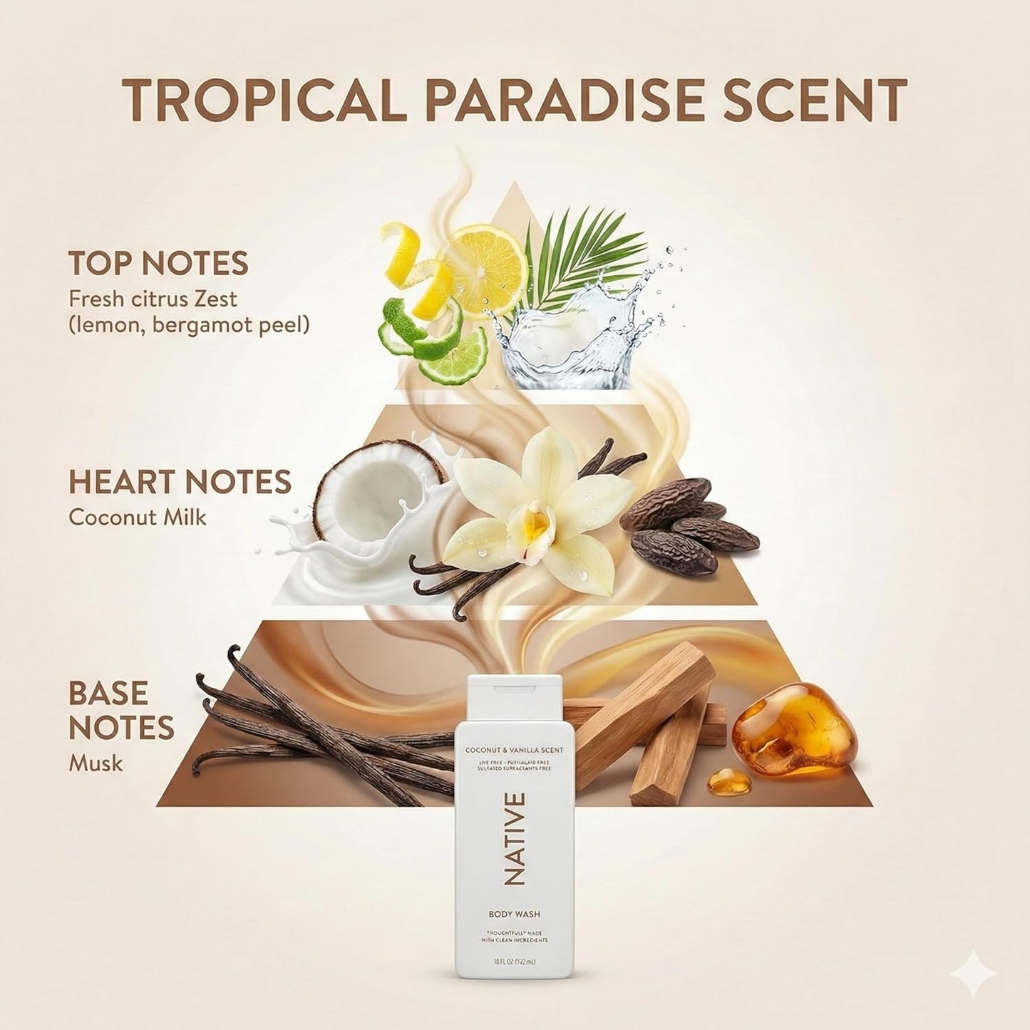 Native Body Wash - Coconut Vanilla Shower Gel | Sulfate & Paraben Free, 18 oz Each, Moisturizing for All Skin Types