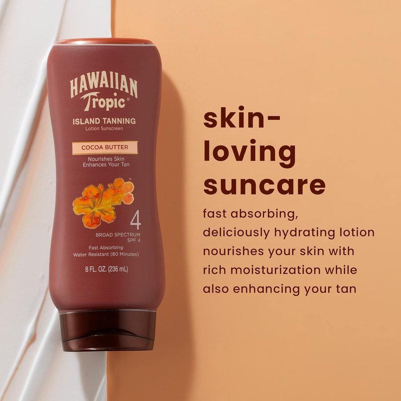 Hawaiian Tropic Tanning Sunscreen Lotions - SPF 4 & SPF 15 | 8oz Twin Pack for Radiant Skin