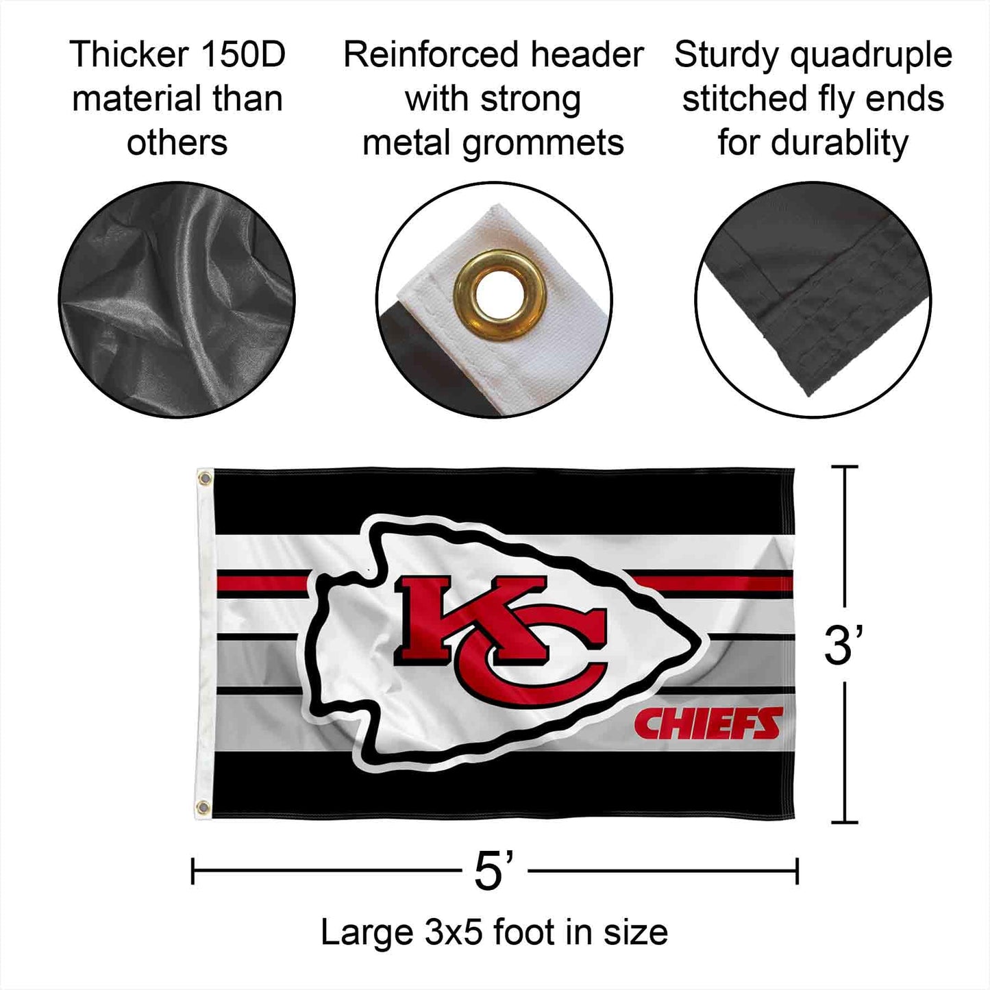 WinCraft Kansas City Chiefs Retro Stripes Large 3x5 Flag