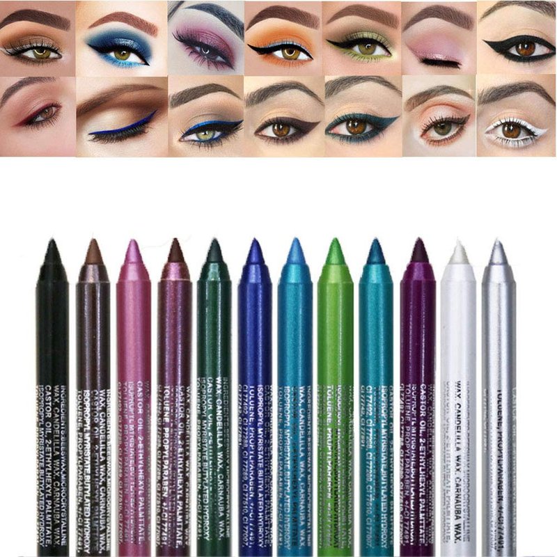 Waterproof Eyeliner Pencil - 12 Vibrant Colors | Long-Lasting Matte & Pearlescent Finish