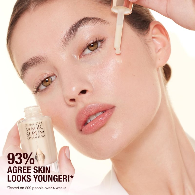 Charlotte Tilbury Magic Serum Crystal Elixir - Anti Aging Skincare Set - Face Firming Peptide, Brightening Vitamin C Serum & Glow-Boosting Niacinamide - Perfect for Gifting & Makeup Pairings (100ml)