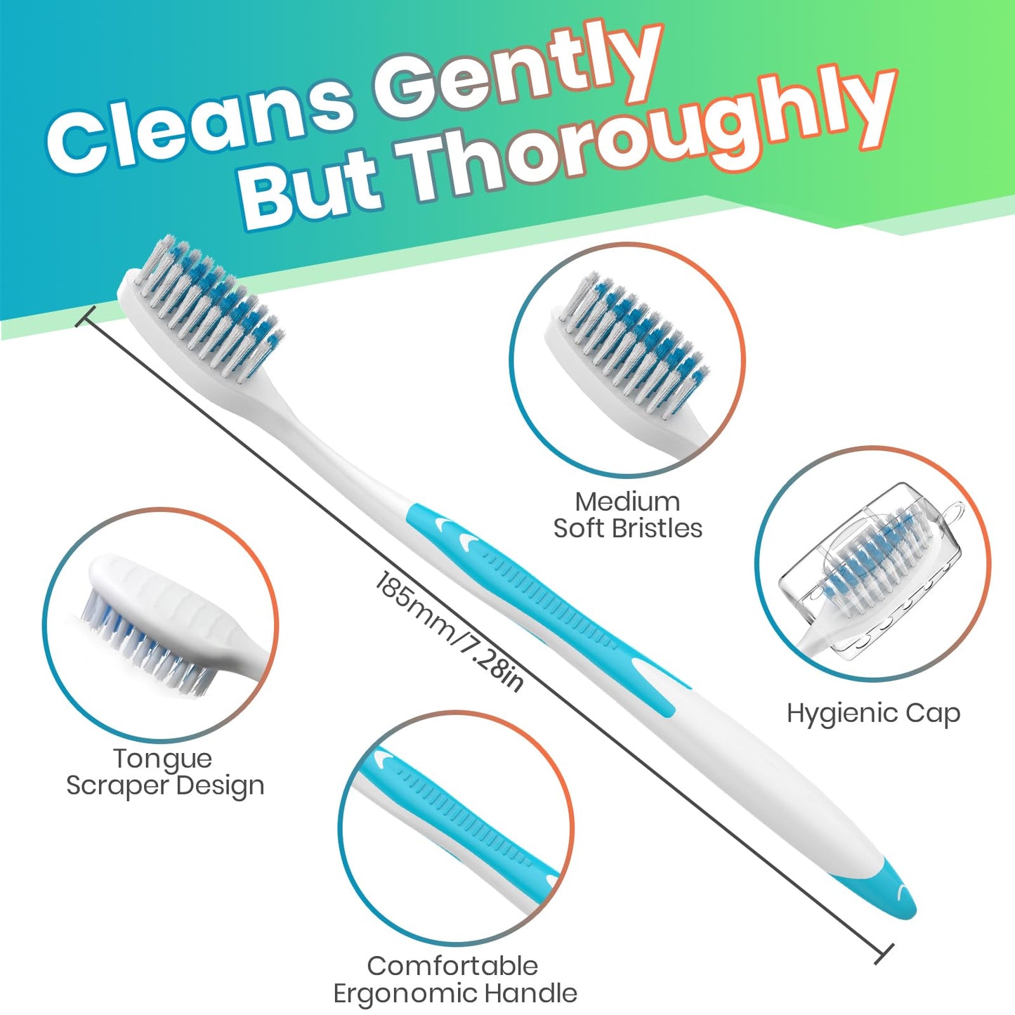 100 Pack Bulk Toothbrushes with Covers for Adults, Disposable Tooth Brush