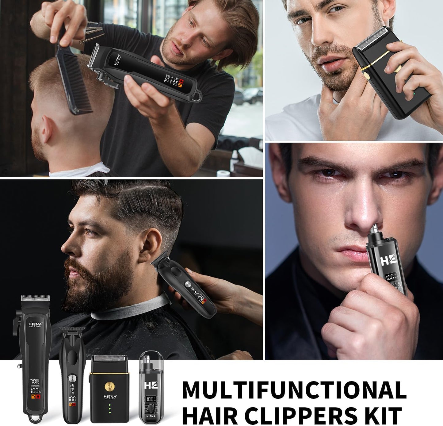 Professional Hair Clippers for Men - Cordless T-Blade Beard & Hair Trimmer Set | LED Display, Ideal for Home & Barber Use