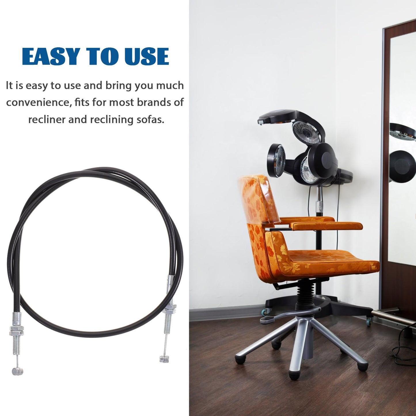 FOMIYES Recliner Cable Pull Handle Replacement for Hydraulic Base Equipment Universal Salon Chair Wire for Barber Chair and Sofa Recliner Repair Alloy Pull Cable