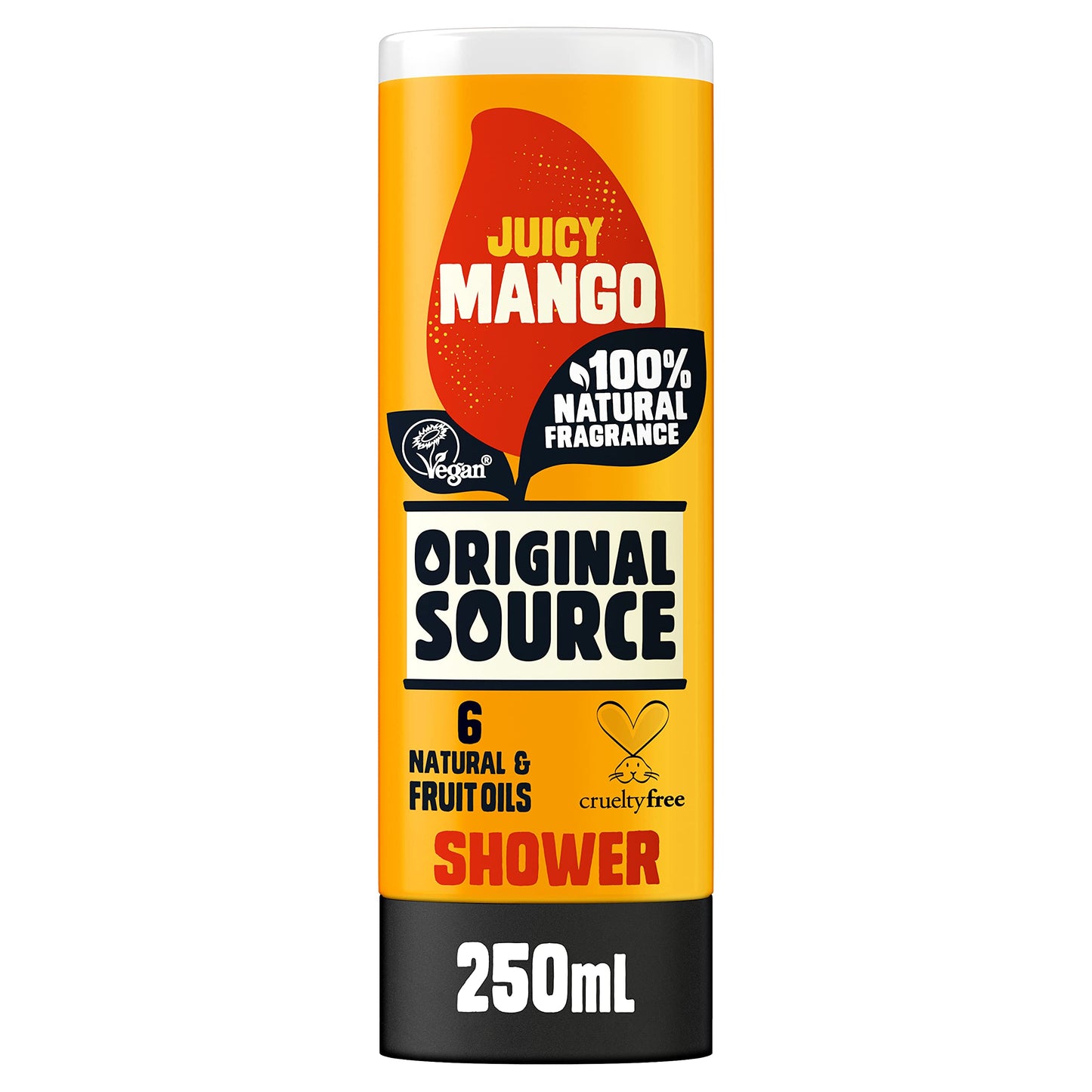 Original Source Mango Shower Gel, 100 Percent Natural Fragrance, Vegan, Cruelty Free, Paraben Free, Bulk Buy, Pack of 6 x 250 ml