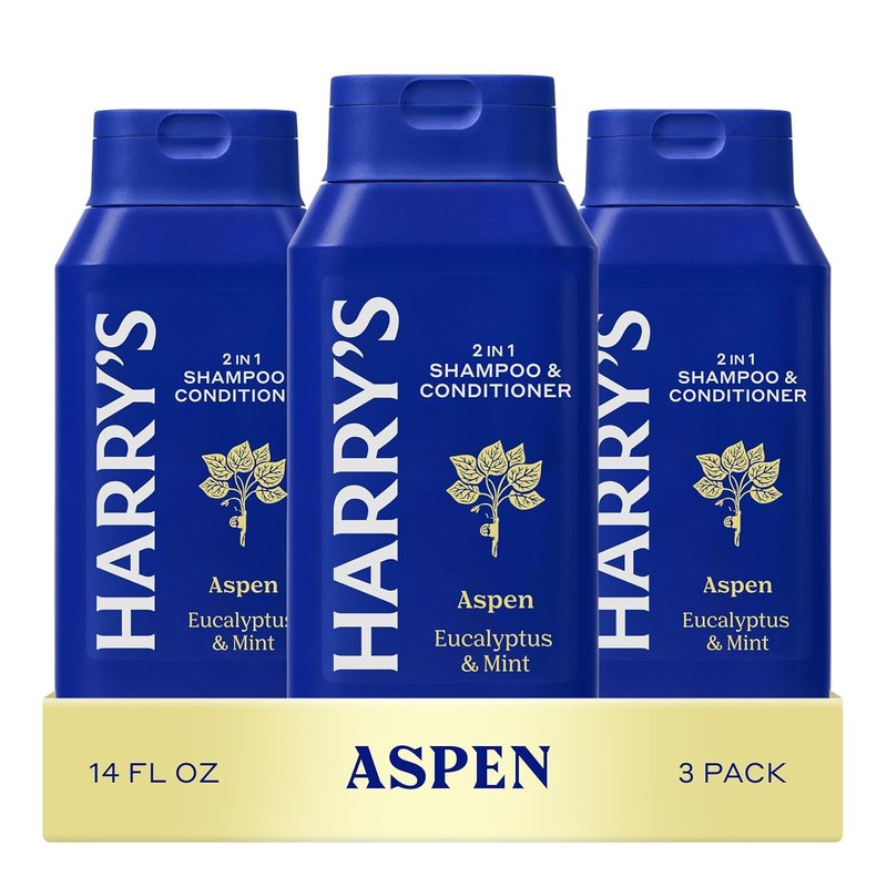 Harry's Men's 2 in 1 Shampoo and Conditioner for All Hair Types - Aspen Scent - (3 Pack) 14 fl oz - No Parabens or Sulfates