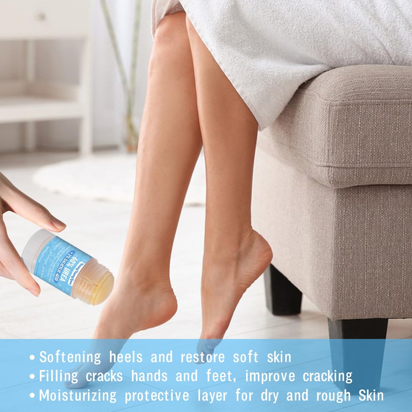 2 PCS Urea Cream 60% with 2% Salicylic Acid Foot & Hand Cream Stick - Repair Balm for Cracked Hands, Elbows, Knees, Feet & Heels, Calluses and Exfoliation, Hydrates & Softens Dry Skin, 1.41*2 oz