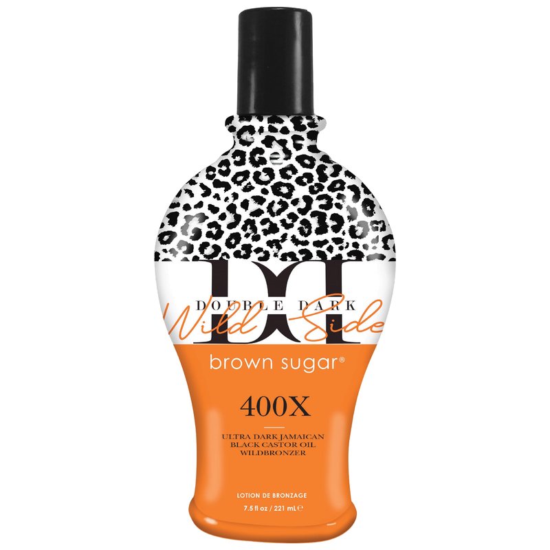Brown Sugar Double Dark Wild Side Tanning Lotion, 400X Ultra Dark Jamaican Black Castor Oil Wildbronzer with Double Carrot Oil, 7.5 Fl Oz