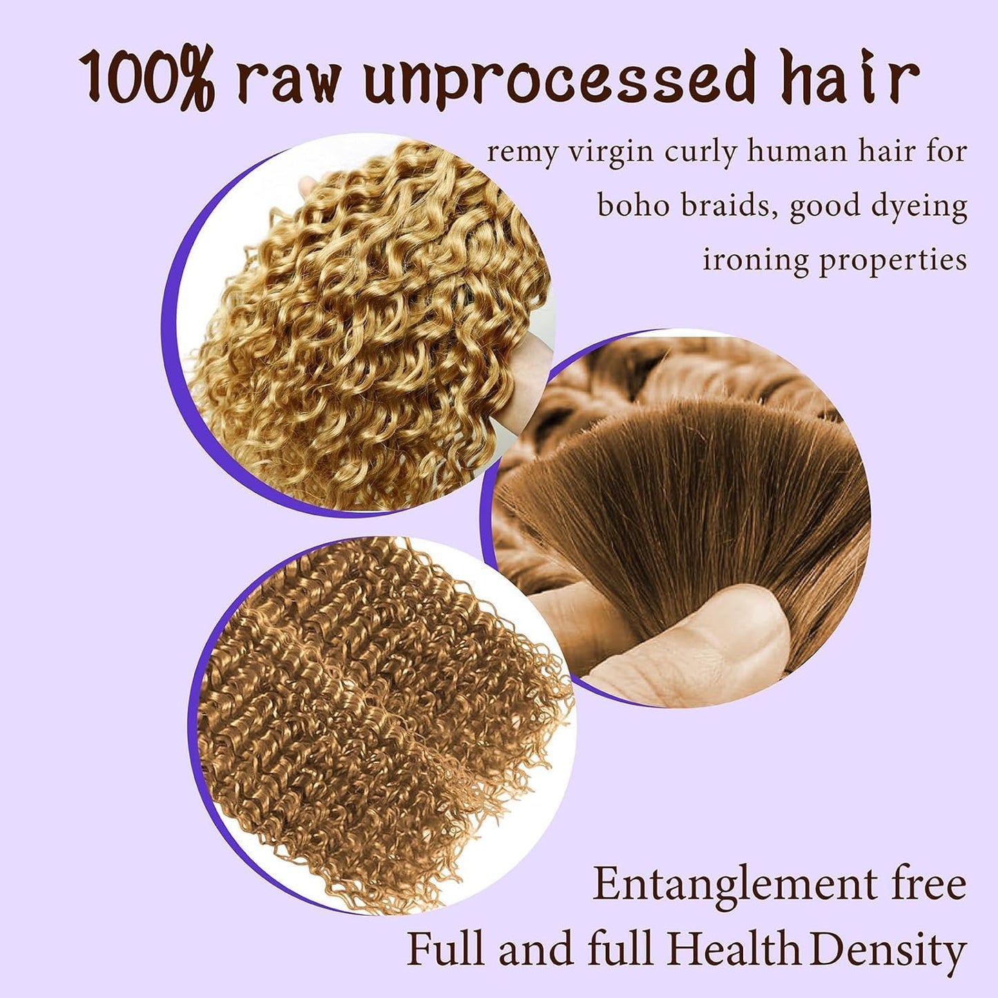 #27 Human Hair for Boho Braids 14 Inch Boho Hair for Braiding 2 Bundles 110g 12A Curly Boho Braids for Human Hair Bulk(#27,14inch)