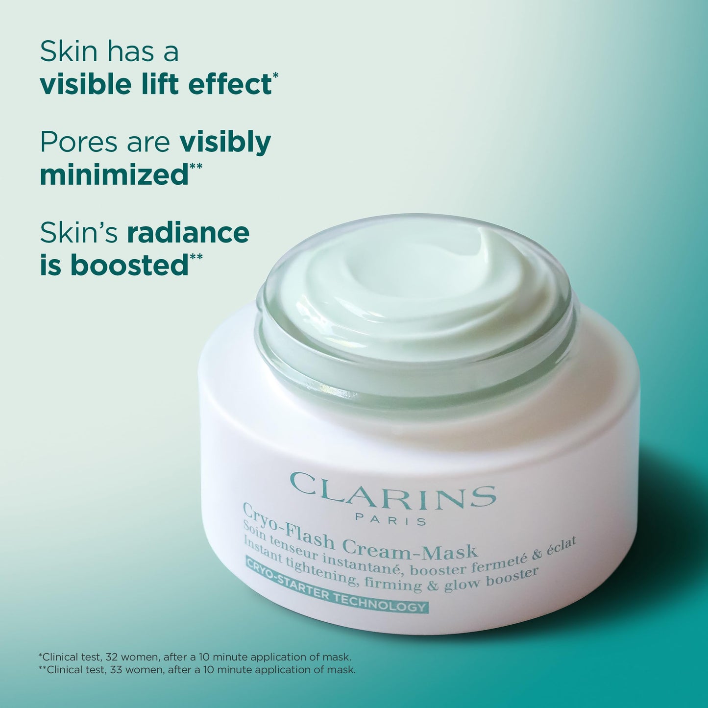 Clarins Cryo Flash Cream Mask and V-Facial Wrap Mask Bundle | Cold Face Mask For A Visible Lift Effect in 10 Minutes* | Depuffing Face Mask | All Skin Types