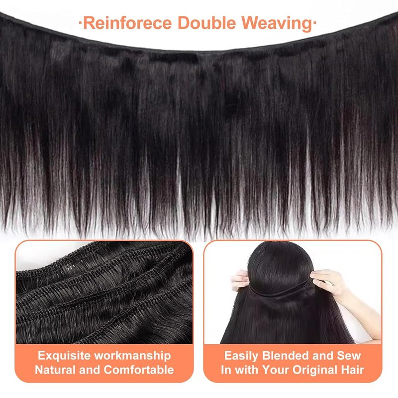 Raw Straight Human Hair Bundles - 100% Unprocessed Virgin Brazilian | Natural Black, 18 Inch, 95g