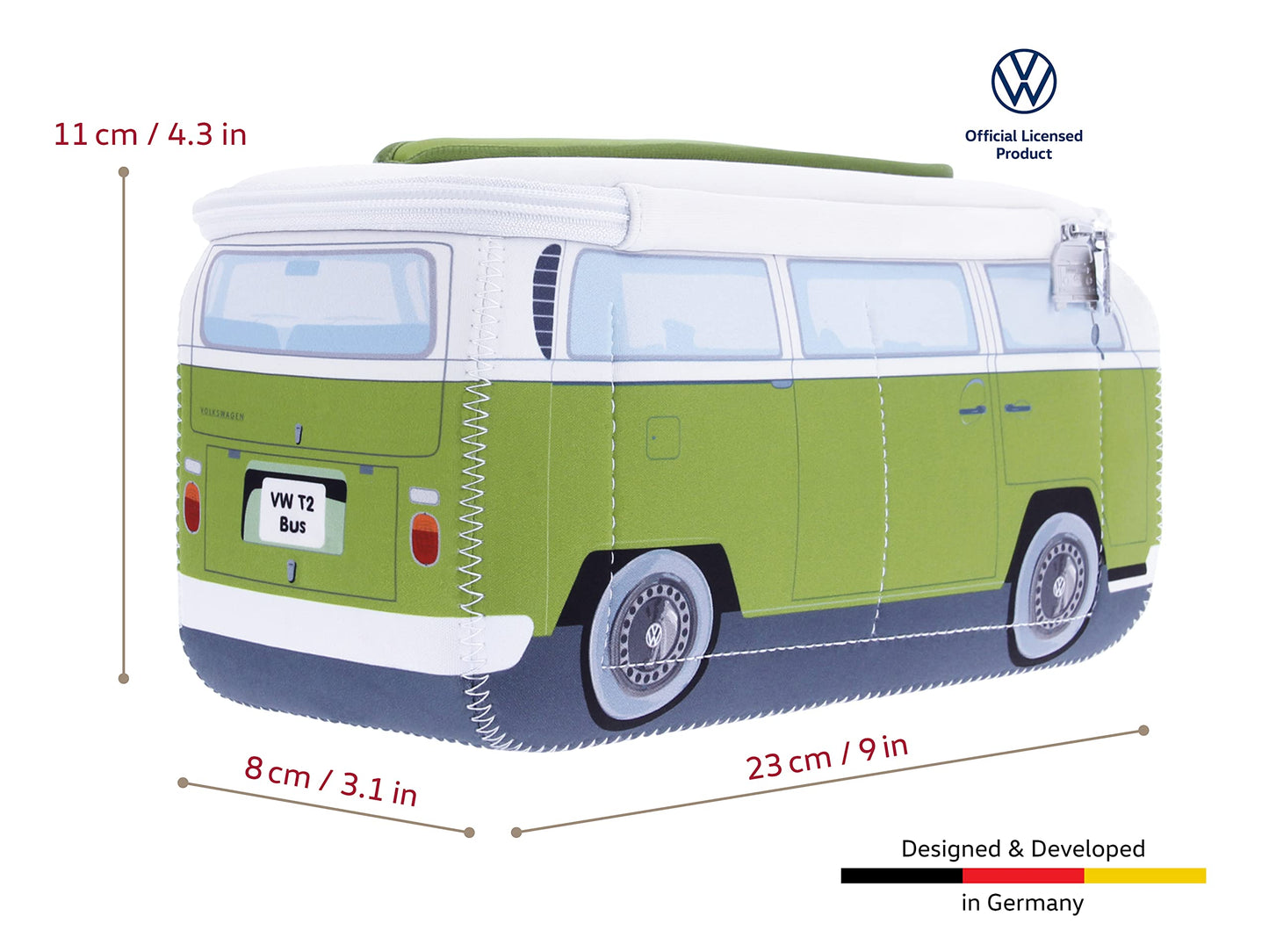 BRISA VW Collection Volkswagen Neoprene Universal Makeup Cosmetics Toiletry Travel Pharmacy Bag in T2 Bus Design (Green & White/Small)