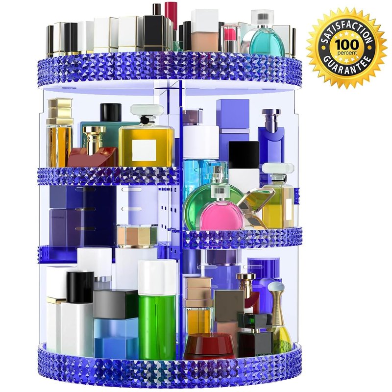 Makeup Organizer 360 Degree Rotating Cosmetic Storage Organizer, Acrylic Make Up Organizer, Large 7 Layers 360 Makeup Organizer, Fits Makeup Brushes, Lipsticks, Bathroom, Vanity, X-Large Purple