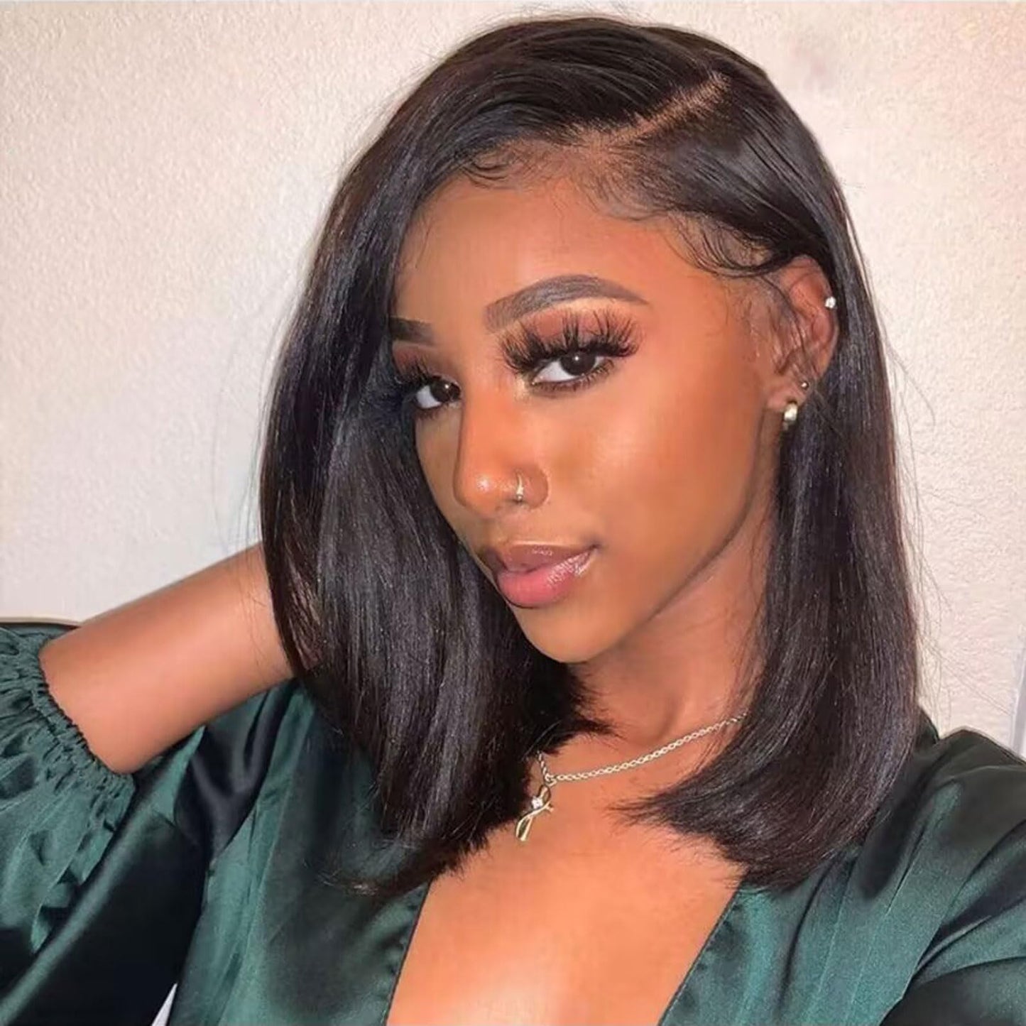 VIYAVIYA Water Bob Wig With Bangs 14inch Short Curly Wigs for Black Women None Lace 130% Density Glueless Human Hair Water Wave Brazilian Hair wigs Natural Color