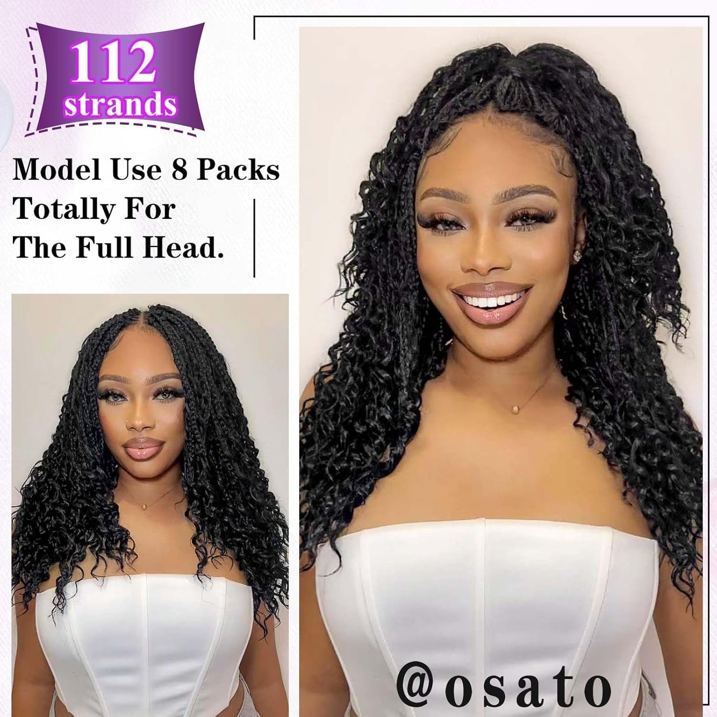 Boho Crochet Braids - 18 Inch Pre-Looped Goddess Box Braids | Curly Ends for Black Women