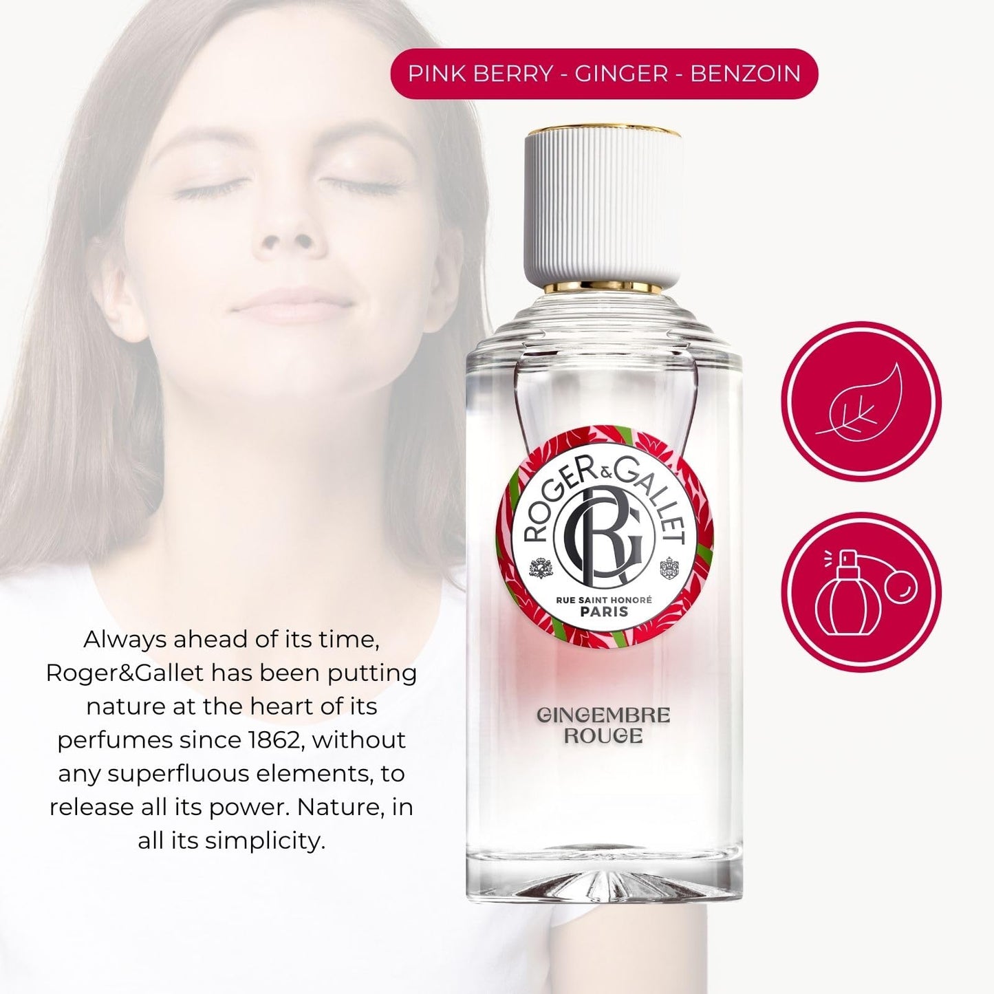 ROGER & GALLET Wellbeing Fragrant Water Spray – Light Eau Fraîche Body Mist with Natural Origin Ingredients, Refreshing Everyday Fragrance for Women | Gingembre Rouge - Red Ginger 1 oz