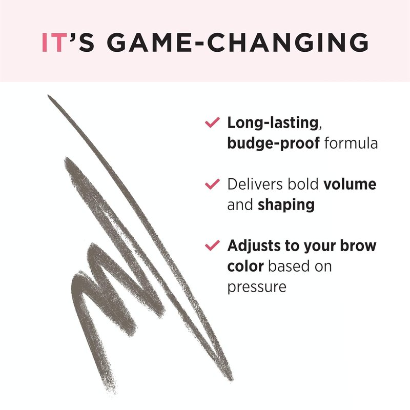 IT Cosmetics Brow Power Eyebrow Pencil - Long-Lasting, Budge-Proof Formula | Universal Shades, Nourishing Biotin, Built-in Spoolie Brush