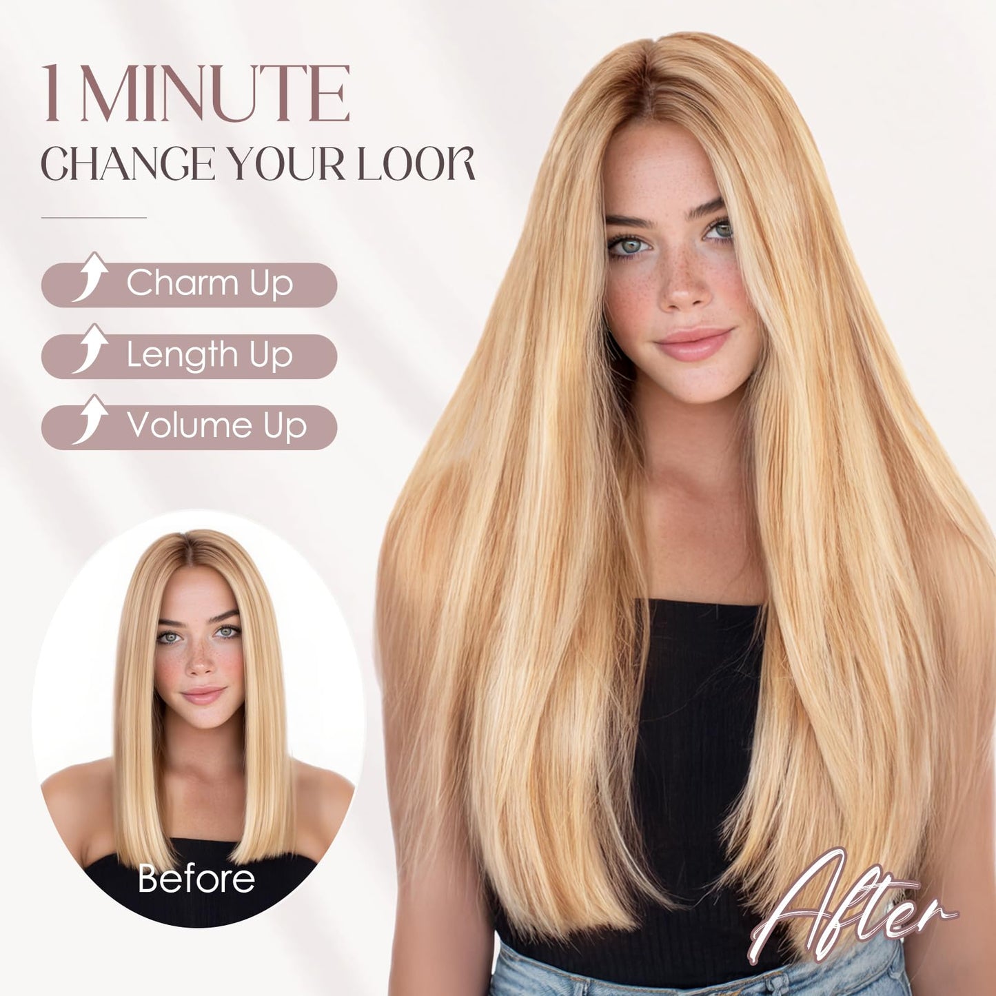 MY-LADY Halo Hair Extensions Real Human Hair for Women Chestnut Brown & Dark Blonde Clip in Remy Hairpiece with Adjustable Invisible Wire 14 Inch 70G