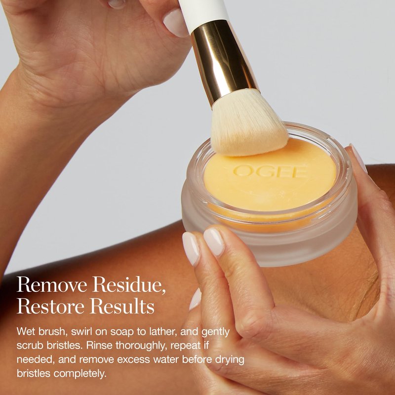 Ogee Brush Wash Bar - Gentle Makeup Brush Washing Bar with Organic Ingredients, Safe for Bristles, Made in USA