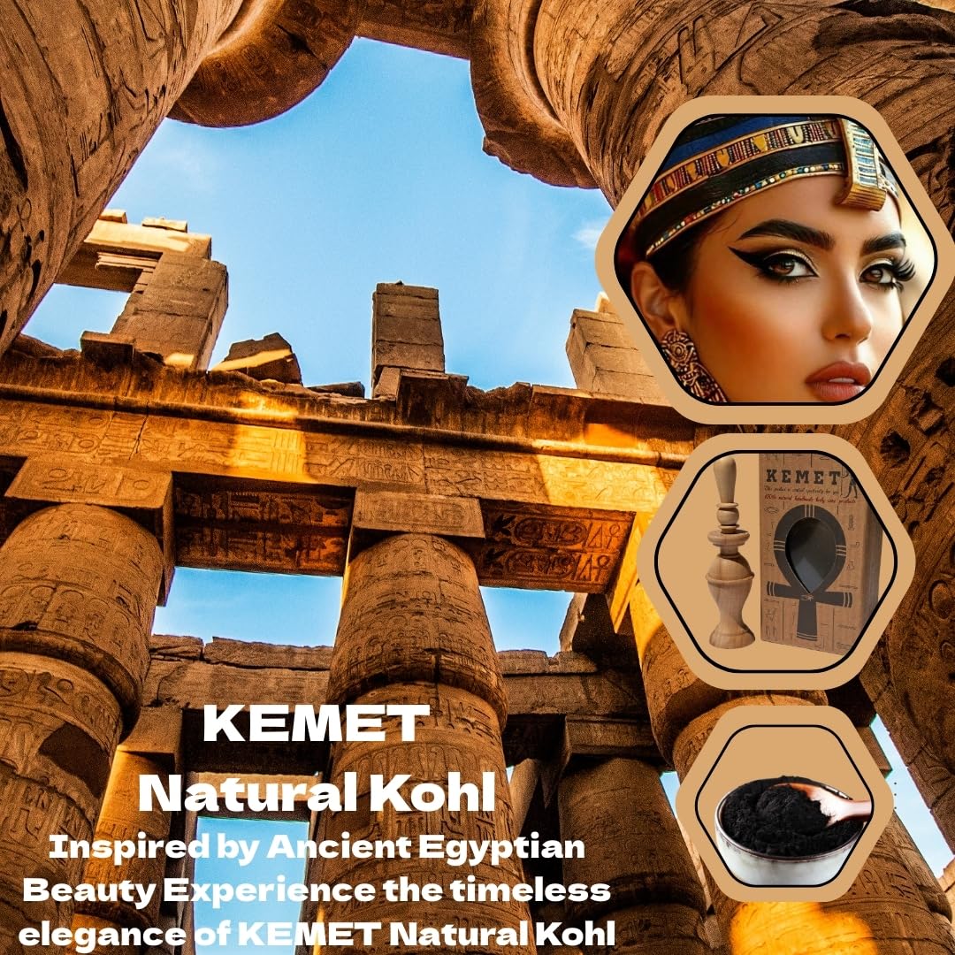 HARRAZ Kemet 100% Natural Egyptian Eyeliner in Powder Form, Handmade Eyeliner with Pharaoh packing.