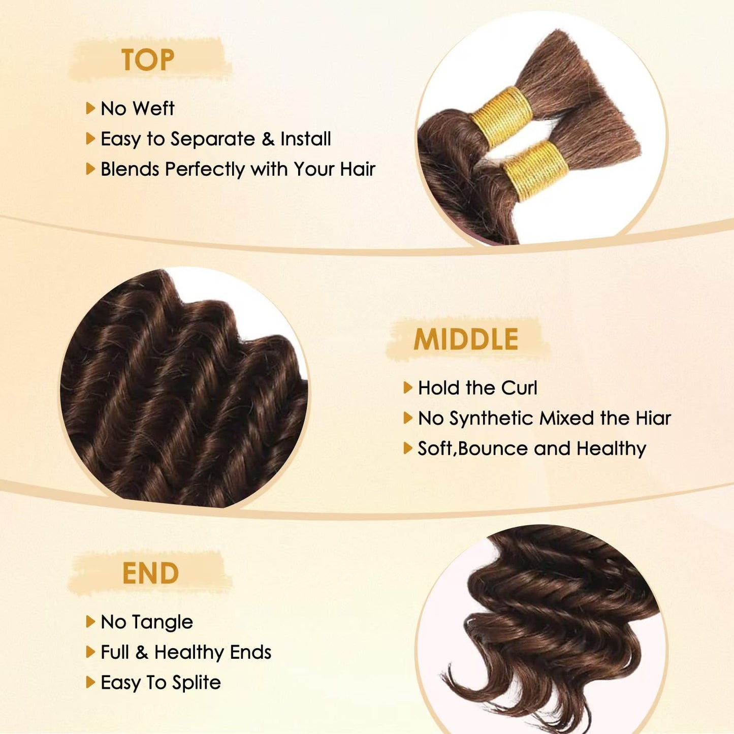 Human Braiding Hair for Boho Braids 16 Inch Deep Wave Bulk Human Hair for Braiding 100% Unprocessed Brazilian Virgin Hair Bulk No Weft for Knotless Bohemian Braids Wet and Wavy