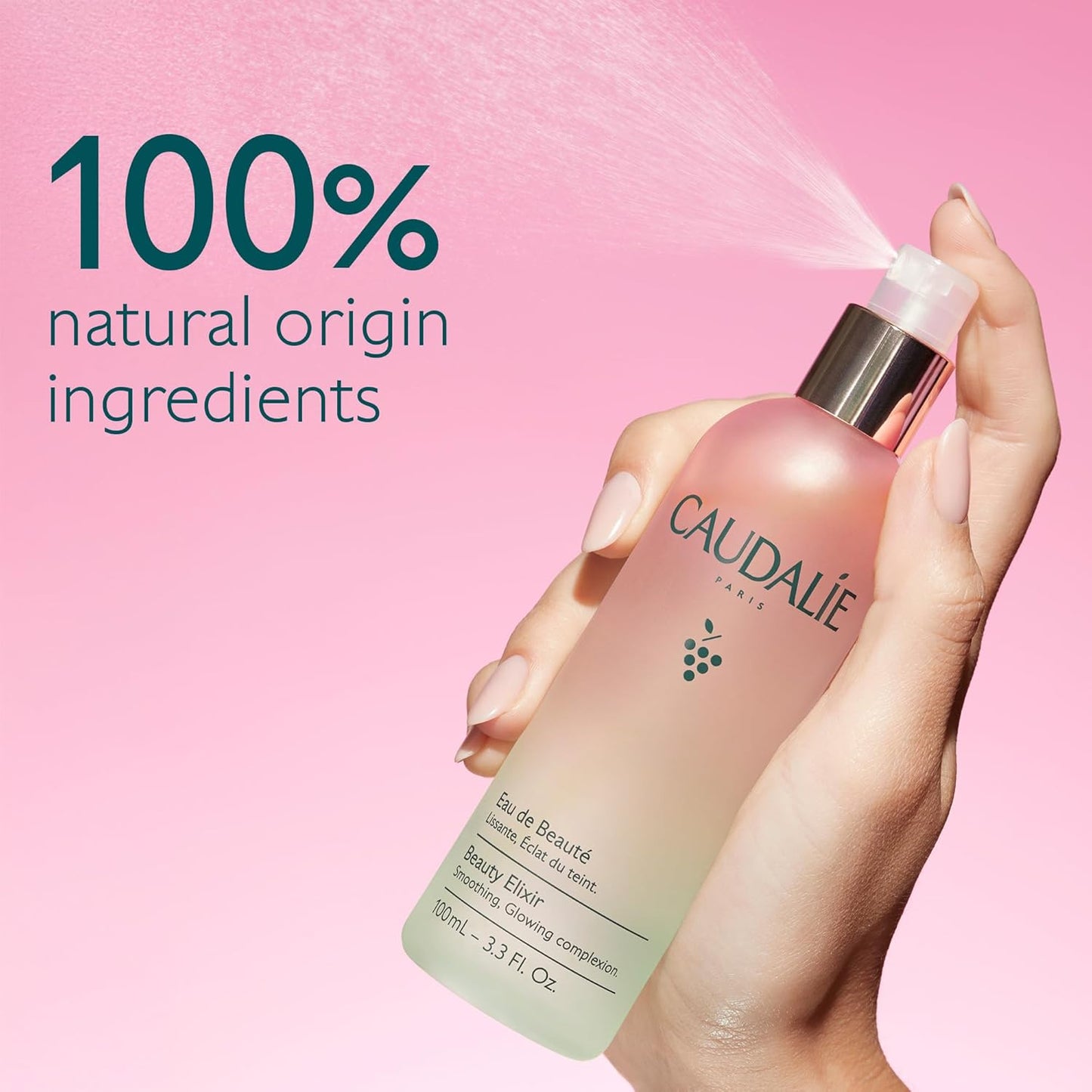 Caudalie Beauty Elixir Face Mist - Pore Tightening Toner & Makeup Setter | 100 mL Full Size & 30 mL Travel Size