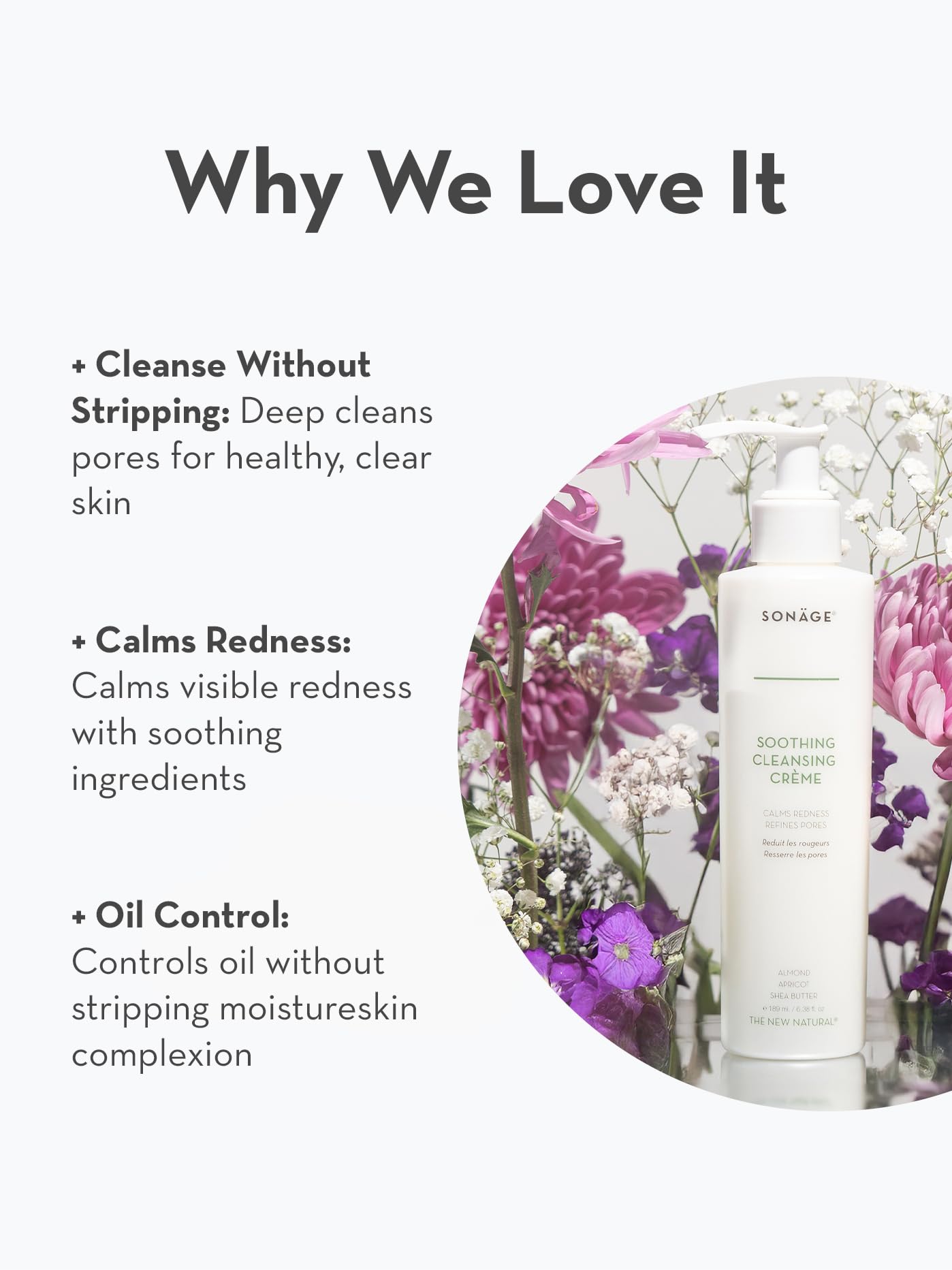 SONAGE Soothing Cleansing Cream | Gentle Daily Face Wash & Makeup Remover For Sensitive Skin | Balances, Soothes & Cleanses