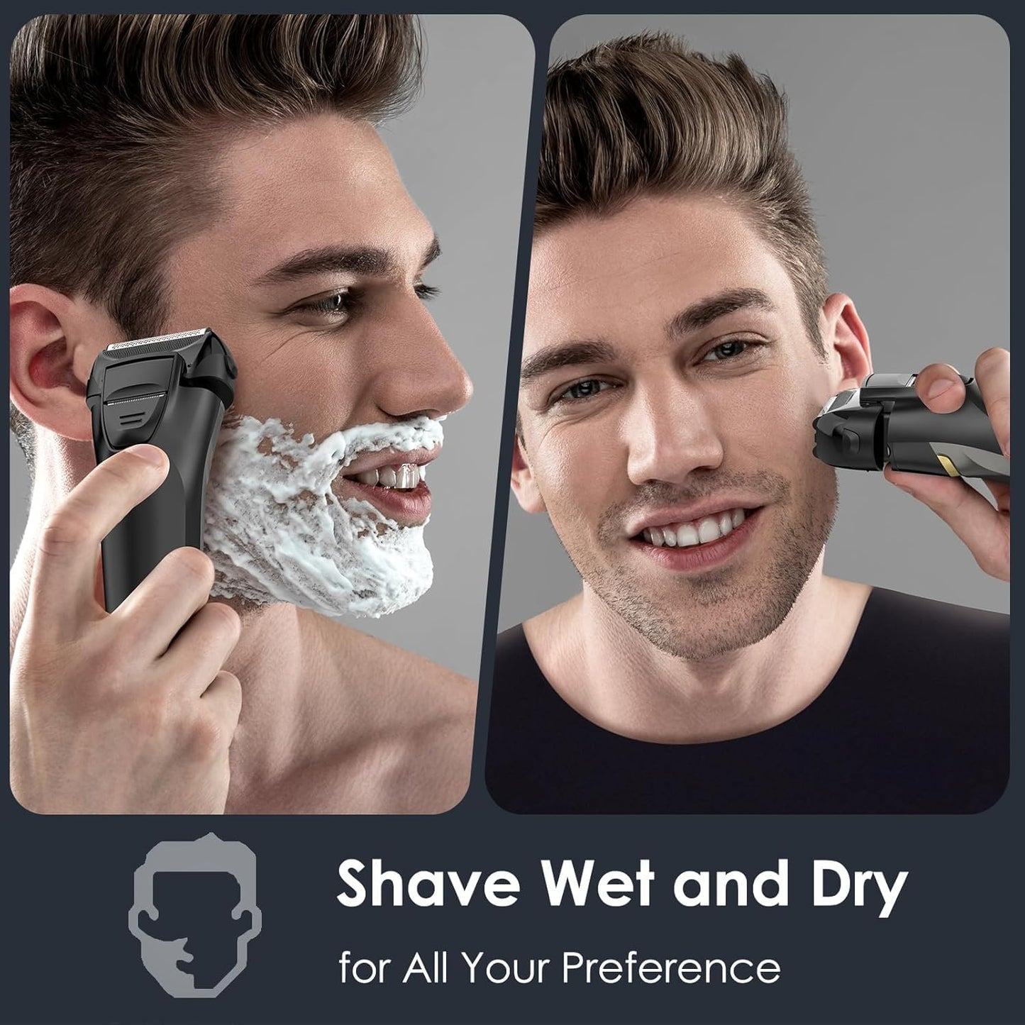Electric Razor for Men Face, Electric Shavers for Men, Cordless Rechargeable Waterproof Foil Shaver with LED Display for Beard Trimming（Black）