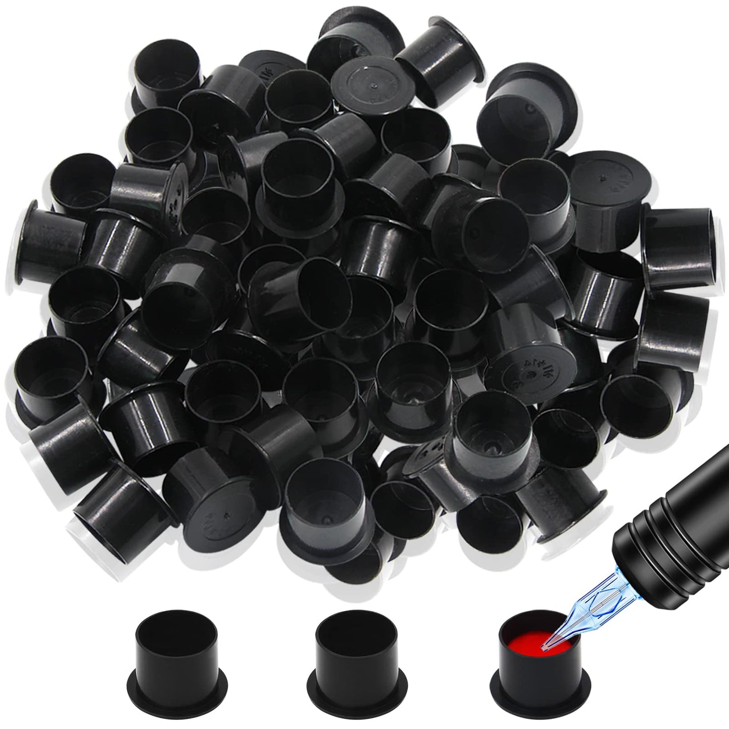 Tattoo Ink Caps Cups Large - Autdor 1000Pcs Tattoo Caps Cups with Base Disposable Pigment Cups Microblading Makeup Tattoo Ink Cups with Base Pigment Ink Caps 17mm Large for Tattoo Supplies