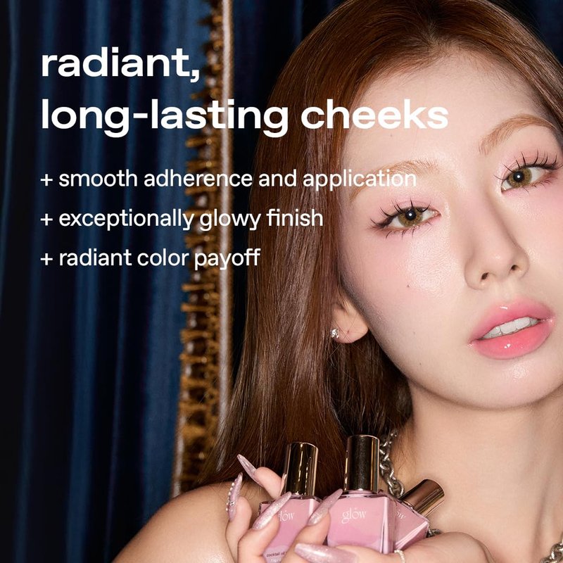 glow liquid blush #purpleflame, lightweight, dewy radiant finish, buildable, long-lasting colour, 3‑layer oil blush, healthy glow for cheeks, 2.7 oz