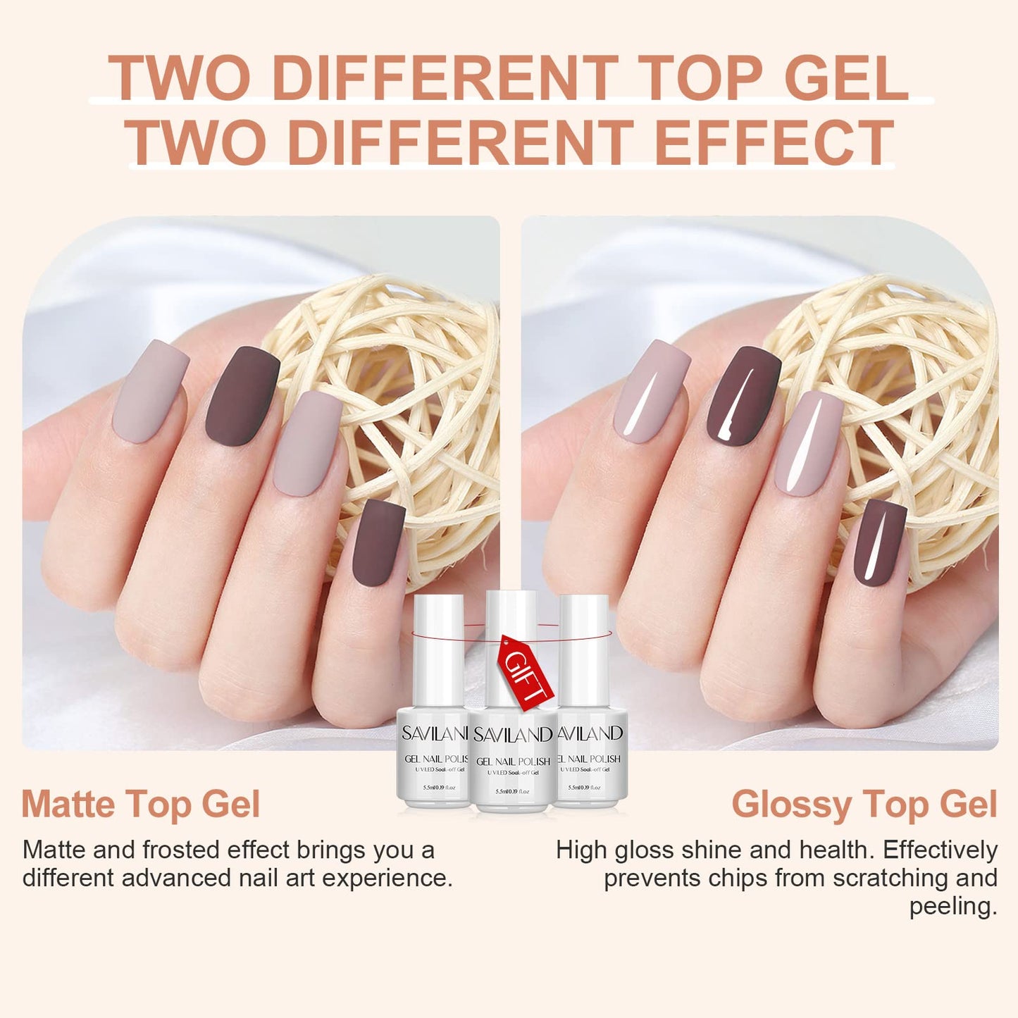 SAVILAND 33PCS Gel Nail Polish Set Classic Glitter White Soak-off U V Nail Polish with Base & Glossy Matte Top Gel French Manicure Nail Art Starter Set for Salon Home & Gifts