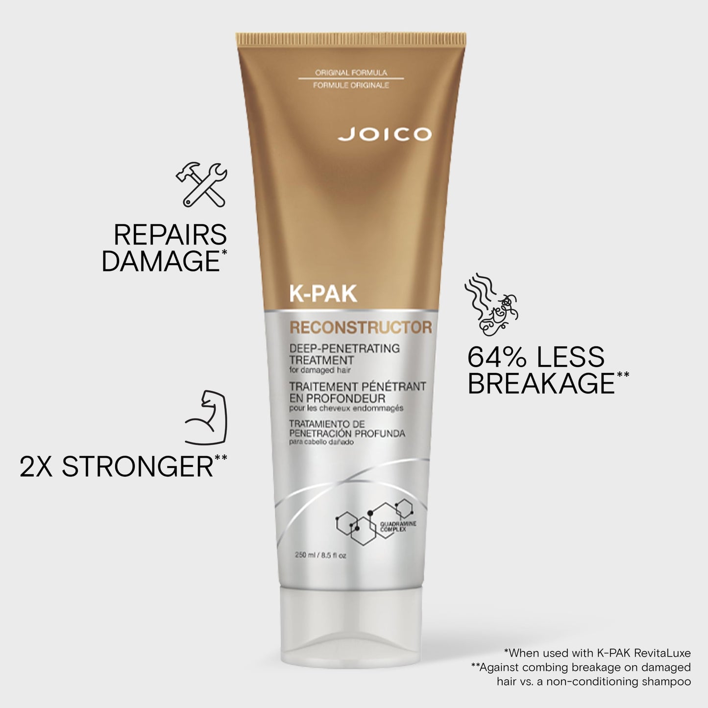 Joico K-PAK Reconstructor Deep-Penetrating Treatment | For Damaged Hair | Repair & Strengthen Strands | Rebuild & Fortify Damaged Hair | Improve Elasticity | With Keratin & Arginine | 8.5 Fl Oz