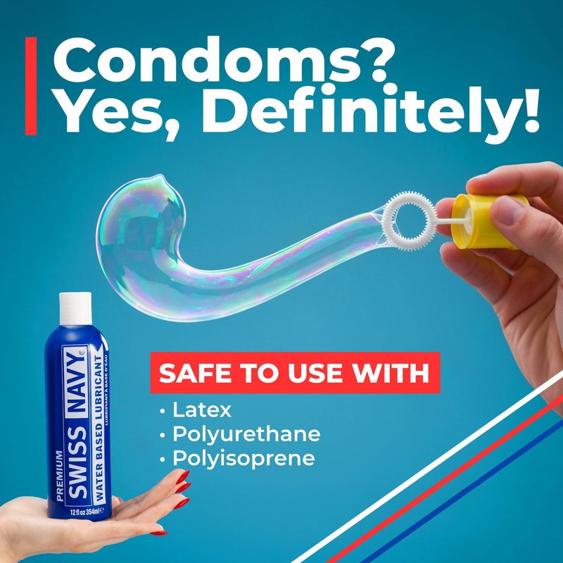 Swiss Navy Premium Water-Based Lubricant - 12 oz - Lubricating Gel for Men, Women & Couples - Toy Safe - Non-Staining Formula - Compatible with Latex & Condoms