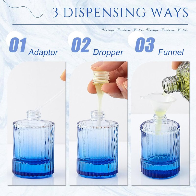 12 Pcs Empty Glass Perfume Bottles Set - Refillable Atomizer for DIY Fragrance | Vintage Design, 50ml