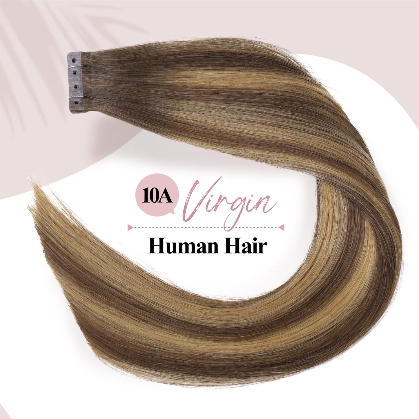 WIGER No Glue No Clips Highlighted Brown Straight Human Hair Extensions Ombre Brown Mixed Blonde Micro Bead Extensions Insert Skin Weft 18 In Balayage Remy Hair Extensions(40g, 20 Pcs)