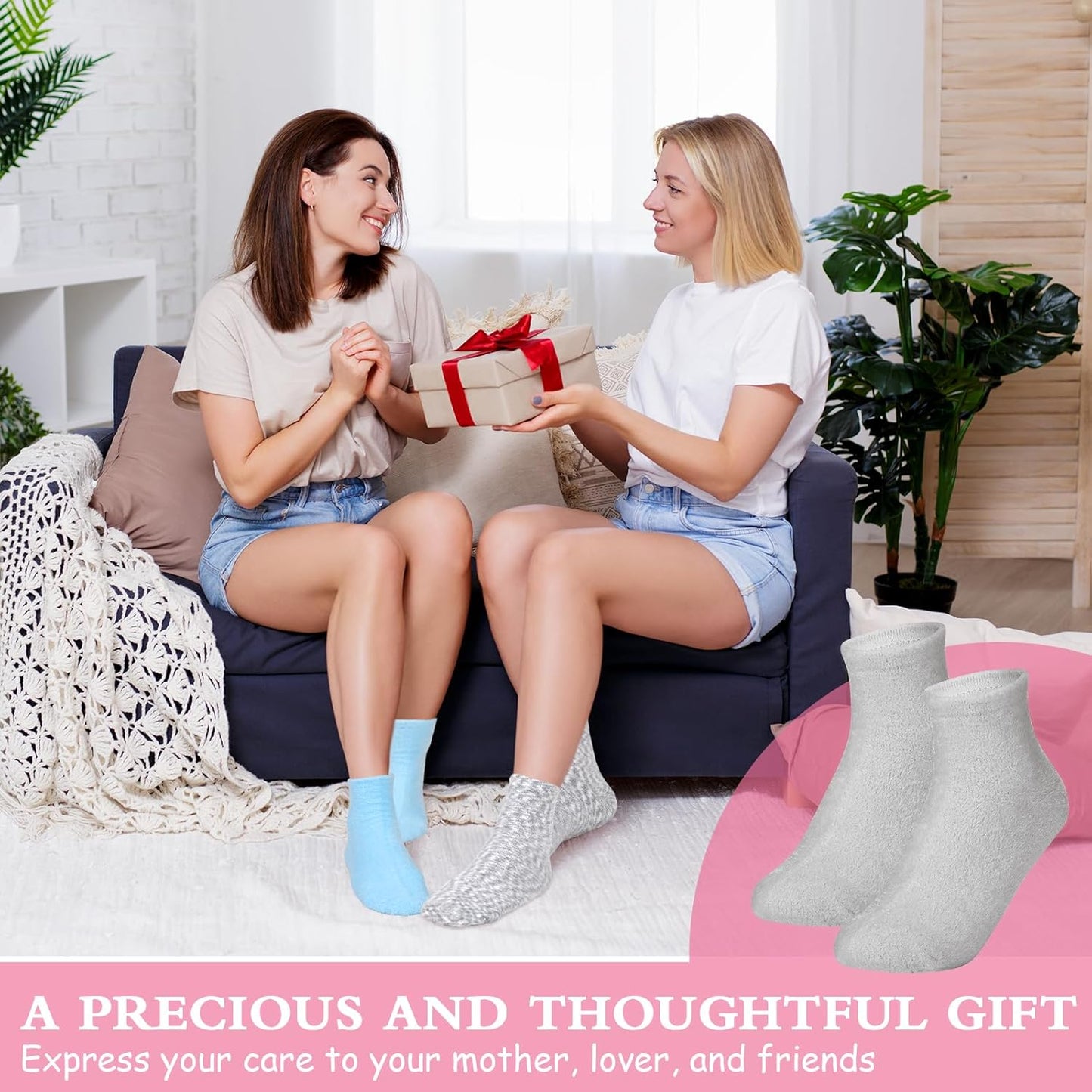 Aloe Infused Spa Socks - Moisturizing Gel Socks for Dry Cracked Feet | Soft & Fuzzy Comfort